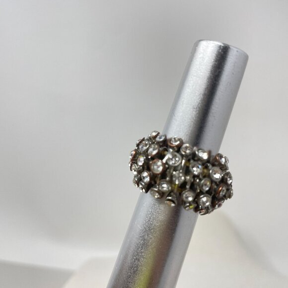 Rhinestone Stretch Cocktail Ring One‎ Size Sparkle Shine Bling Fairy Vintage - Picture 3 of 13